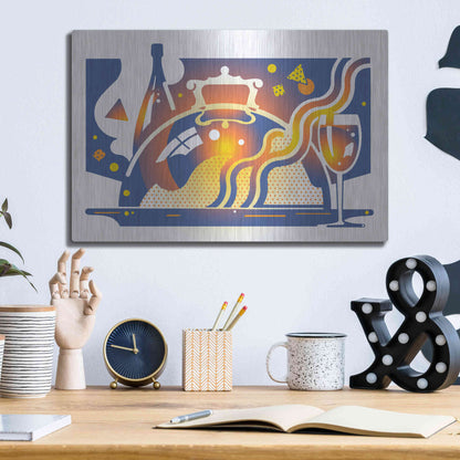 Luxe Metal Art 'Restaurant Guide' by David Chestnutt, Metal Wall Art,16x12