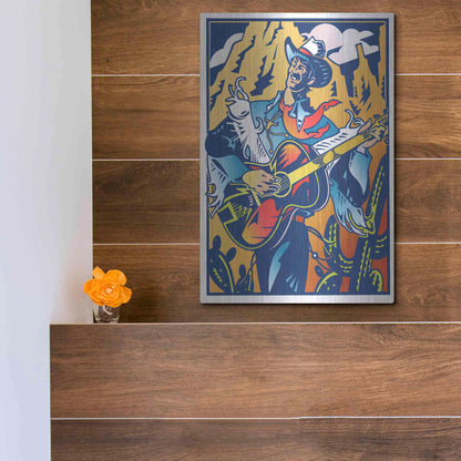 Luxe Metal Art 'Singing Cowboy' by David Chestnutt, Metal Wall Art,12x16