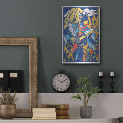 Luxe Metal Art 'Singing Cowboy' by David Chestnutt, Metal Wall Art,12x16
