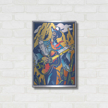 Luxe Metal Art 'Singing Cowboy' by David Chestnutt, Metal Wall Art,16x24