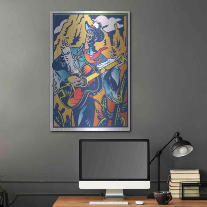 Luxe Metal Art 'Singing Cowboy' by David Chestnutt, Metal Wall Art,24x36
