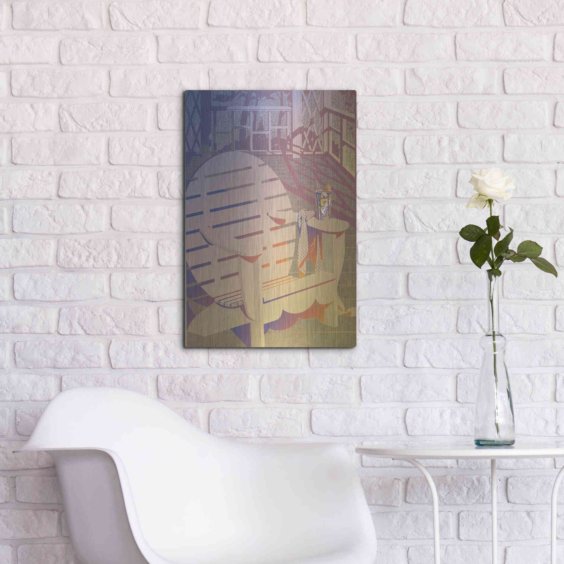 Luxe Metal Art 'Summer Porch' by David Chestnutt, Metal Wall Art,16x24