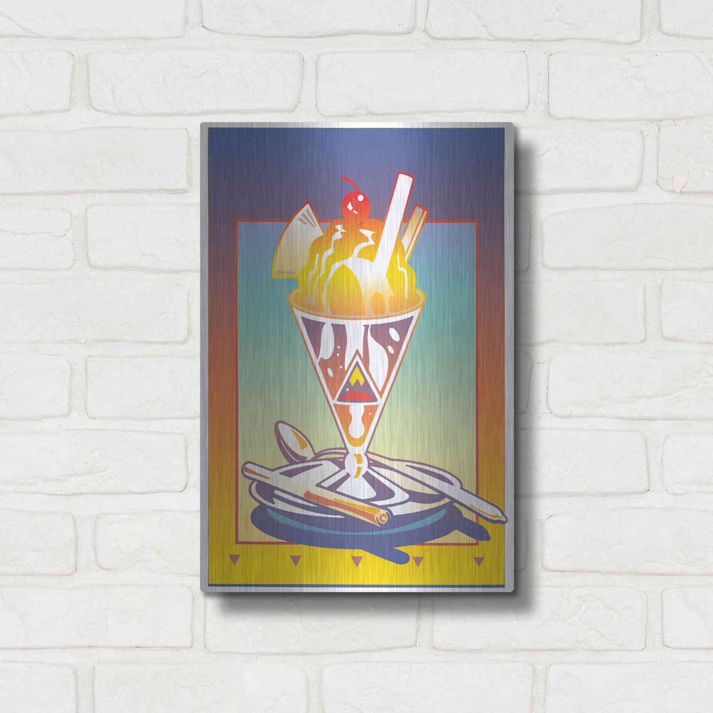 Luxe Metal Art 'Sunday Bloody Sundae' by David Chestnutt, Metal Wall Art,12x16