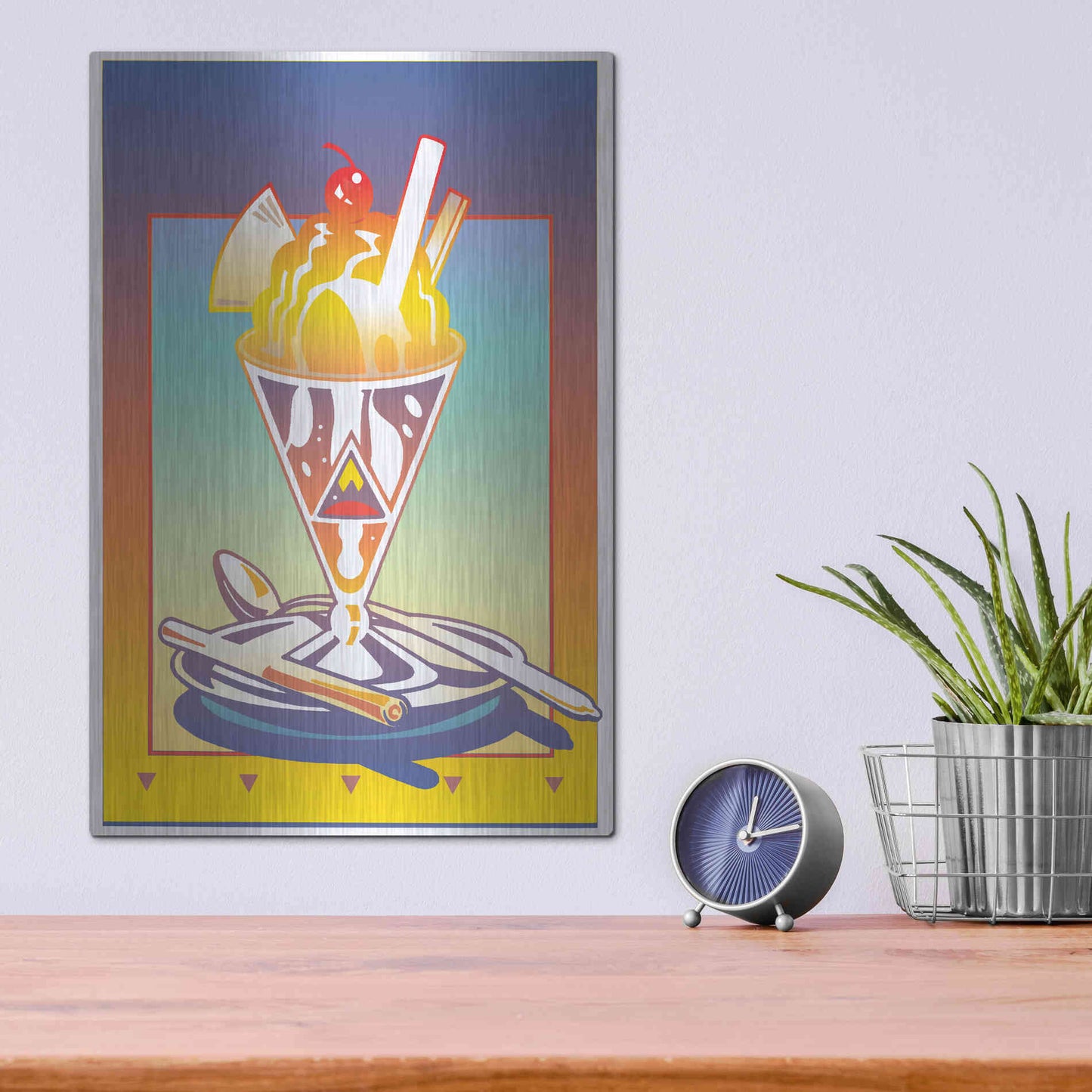 Luxe Metal Art 'Sunday Bloody Sundae' by David Chestnutt, Metal Wall Art,12x16