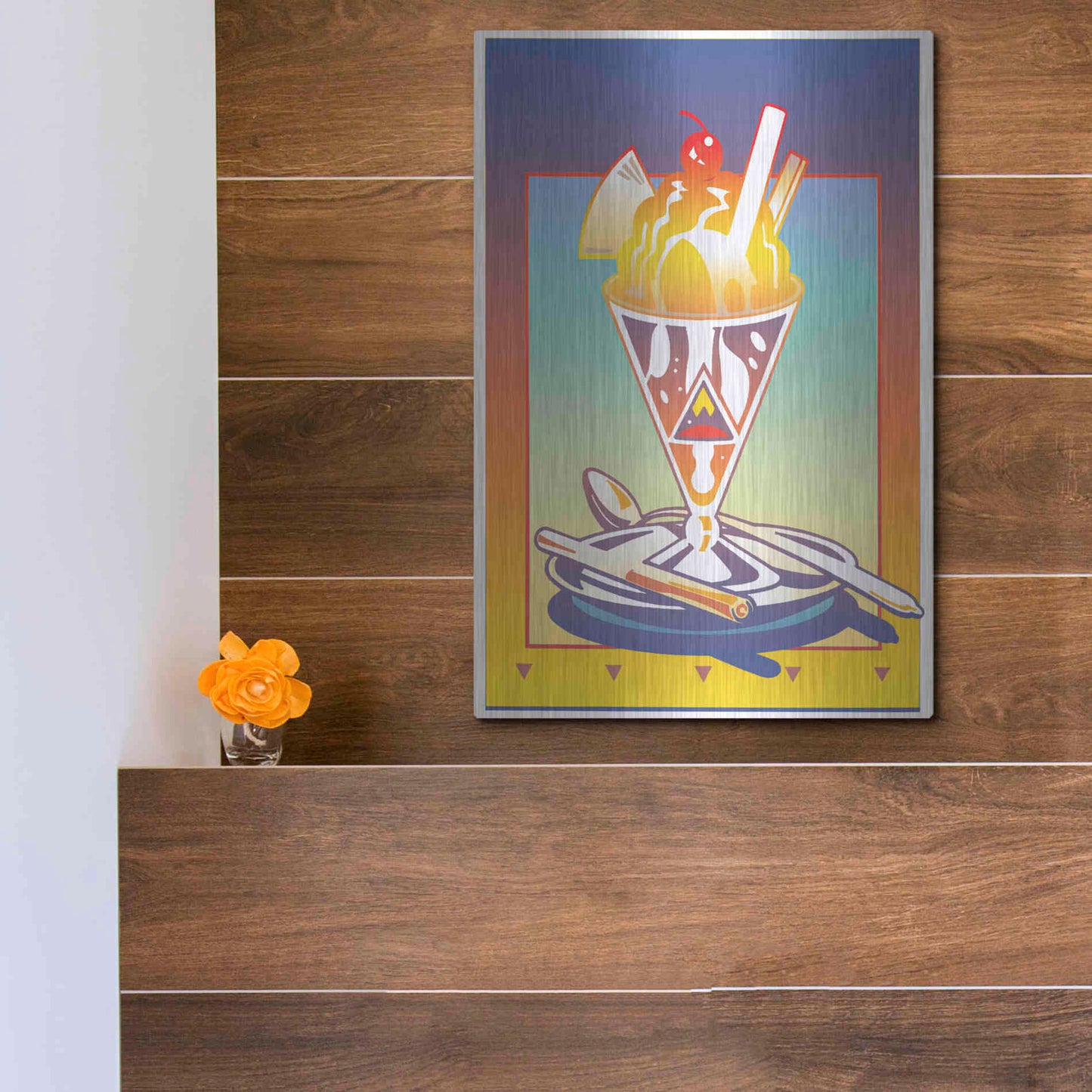 Luxe Metal Art 'Sunday Bloody Sundae' by David Chestnutt, Metal Wall Art,12x16