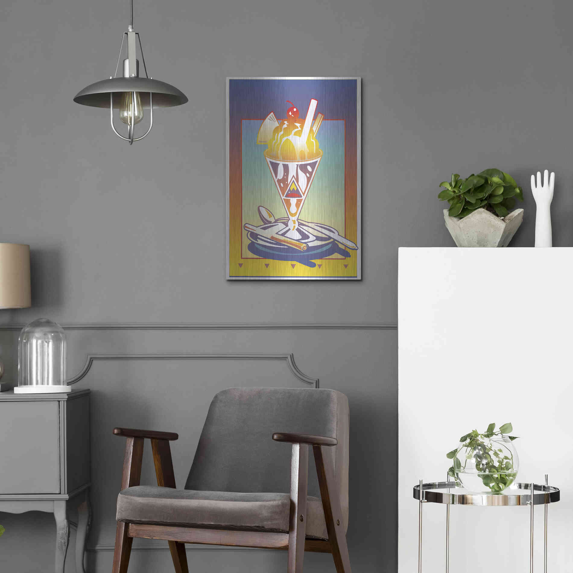 Luxe Metal Art 'Sunday Bloody Sundae' by David Chestnutt, Metal Wall Art,16x24