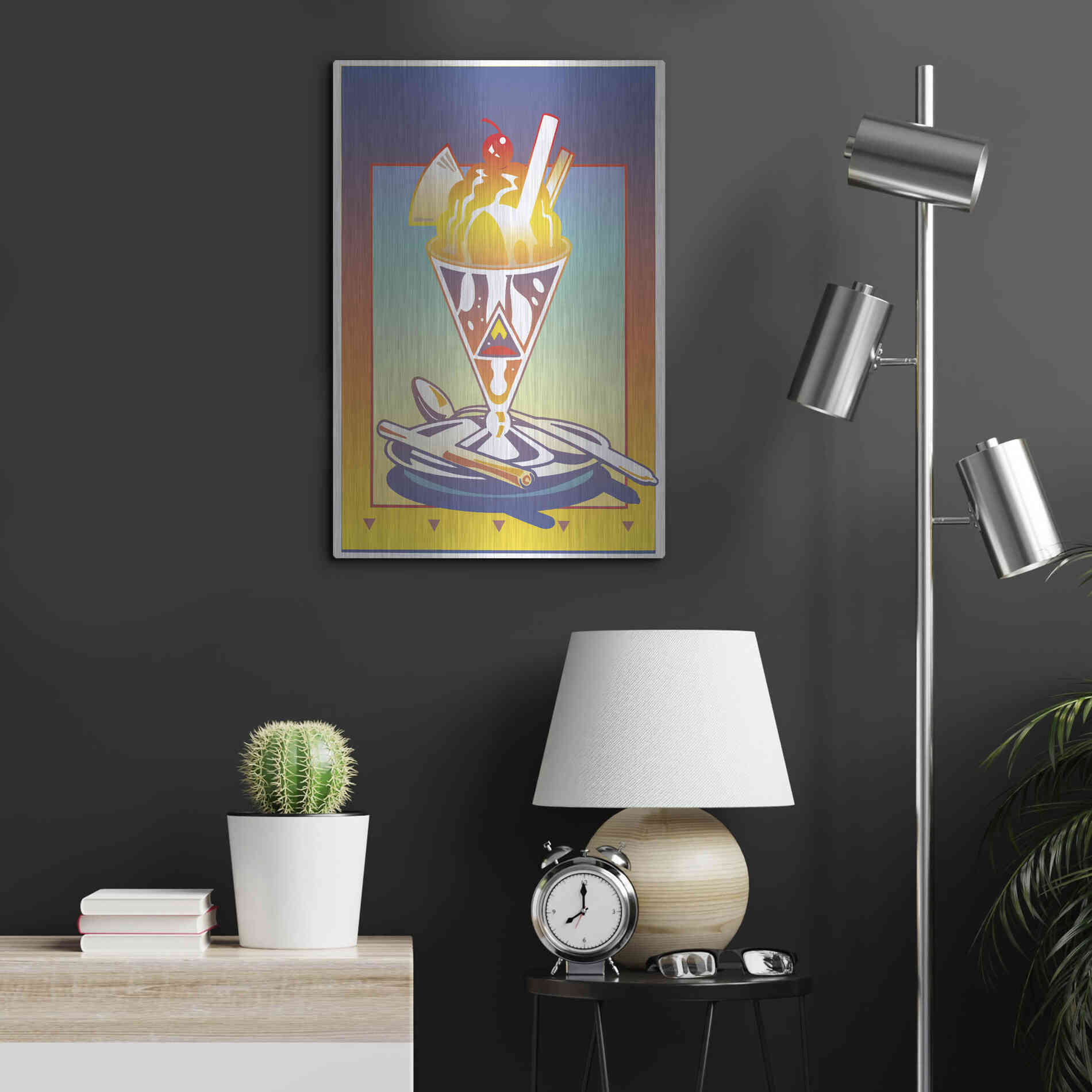 Luxe Metal Art 'Sunday Bloody Sundae' by David Chestnutt, Metal Wall Art,16x24