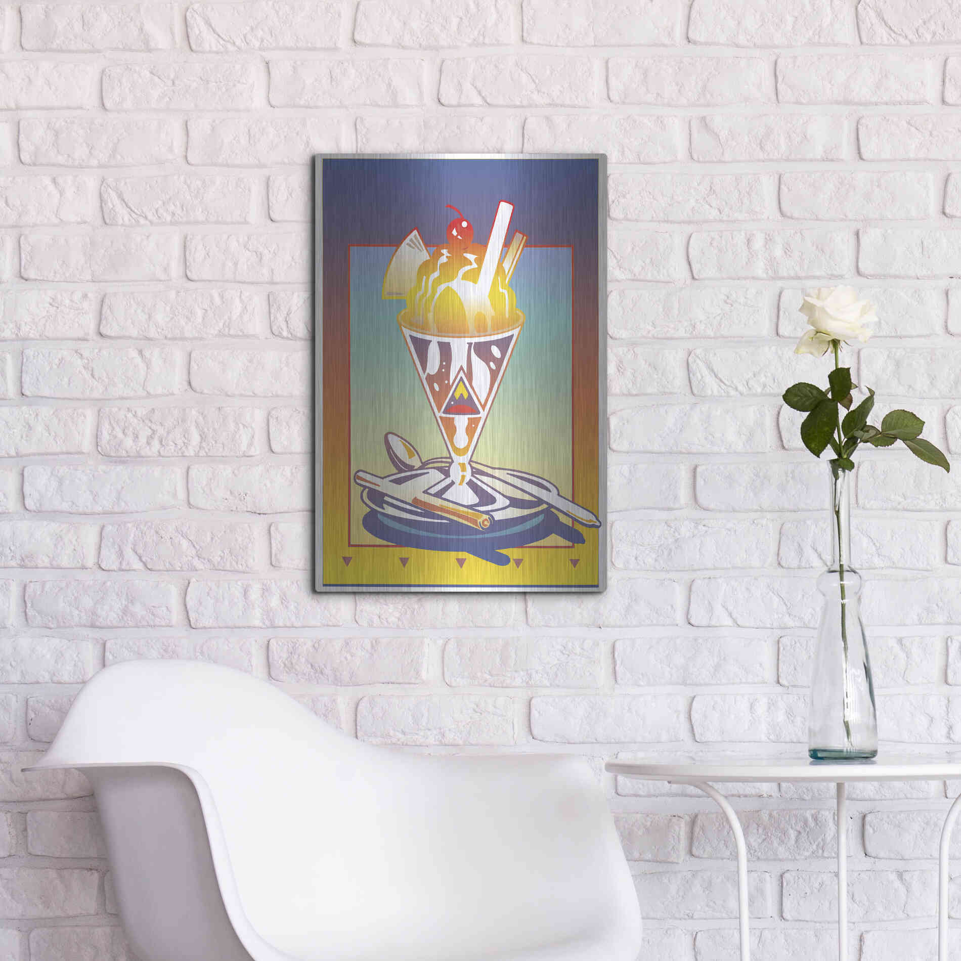 Luxe Metal Art 'Sunday Bloody Sundae' by David Chestnutt, Metal Wall Art,16x24