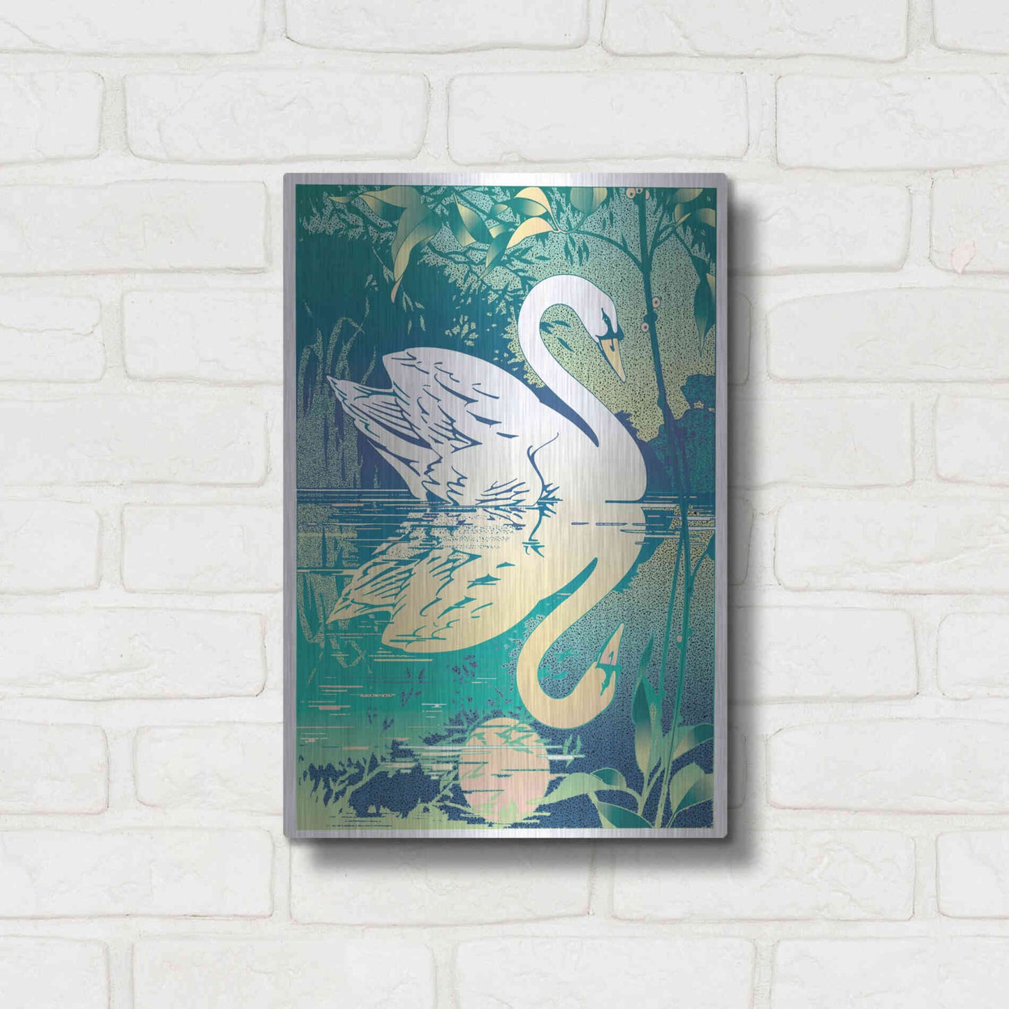 Luxe Metal Art 'Swan' by David Chestnutt, Metal Wall Art,12x16