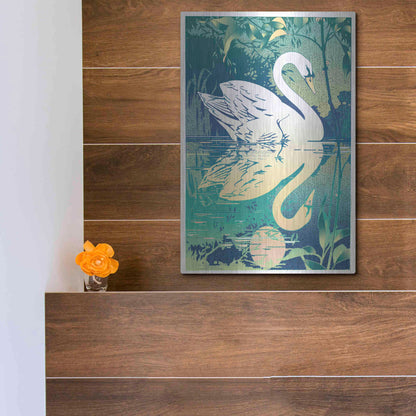 Luxe Metal Art 'Swan' by David Chestnutt, Metal Wall Art,12x16