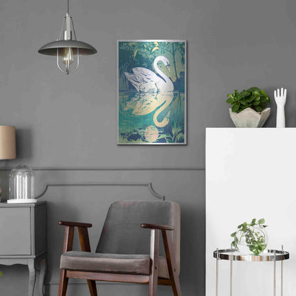 Luxe Metal Art 'Swan' by David Chestnutt, Metal Wall Art,16x24