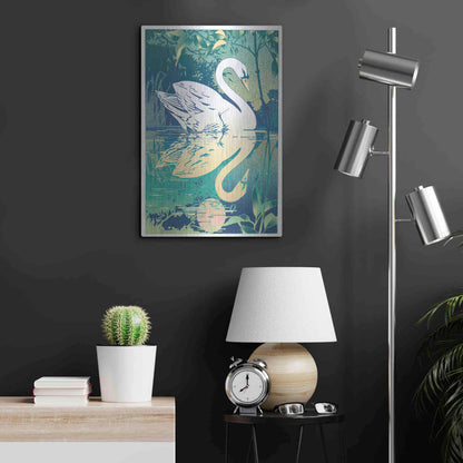 Luxe Metal Art 'Swan' by David Chestnutt, Metal Wall Art,16x24