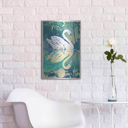 Luxe Metal Art 'Swan' by David Chestnutt, Metal Wall Art,16x24