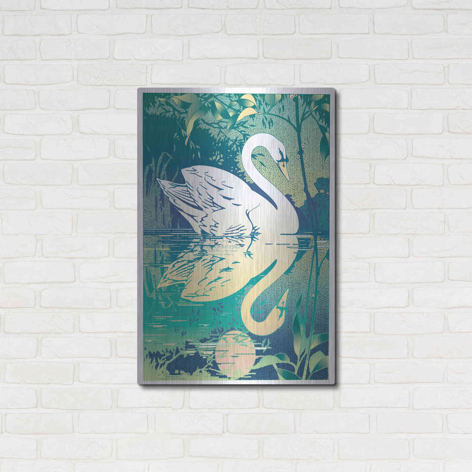 Luxe Metal Art 'Swan' by David Chestnutt, Metal Wall Art,24x36