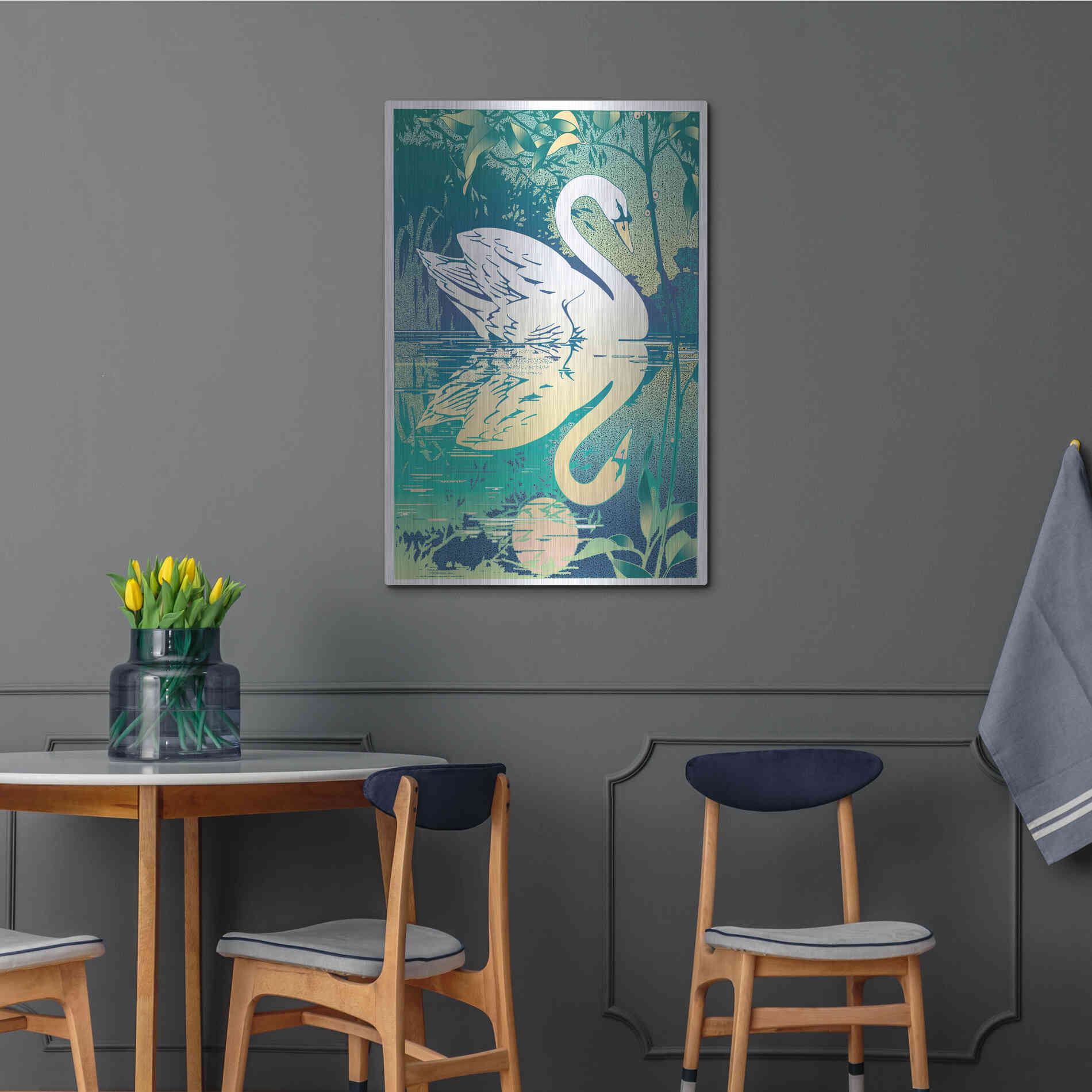 Luxe Metal Art 'Swan' by David Chestnutt, Metal Wall Art,24x36