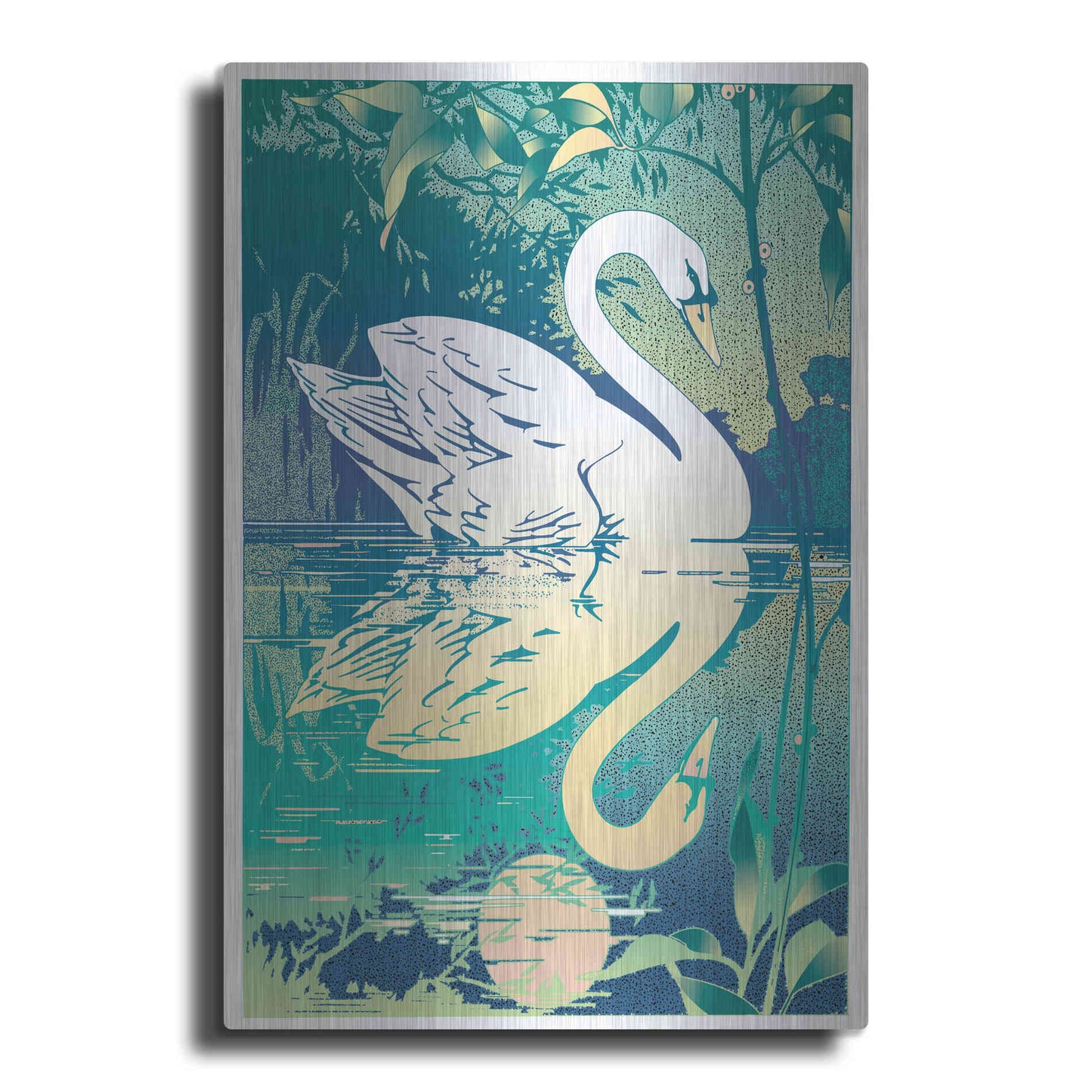 Luxe Metal Art 'Swan' by David Chestnutt, Metal Wall Art