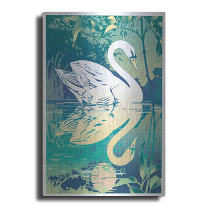 Luxe Metal Art 'Swan' by David Chestnutt, Metal Wall Art