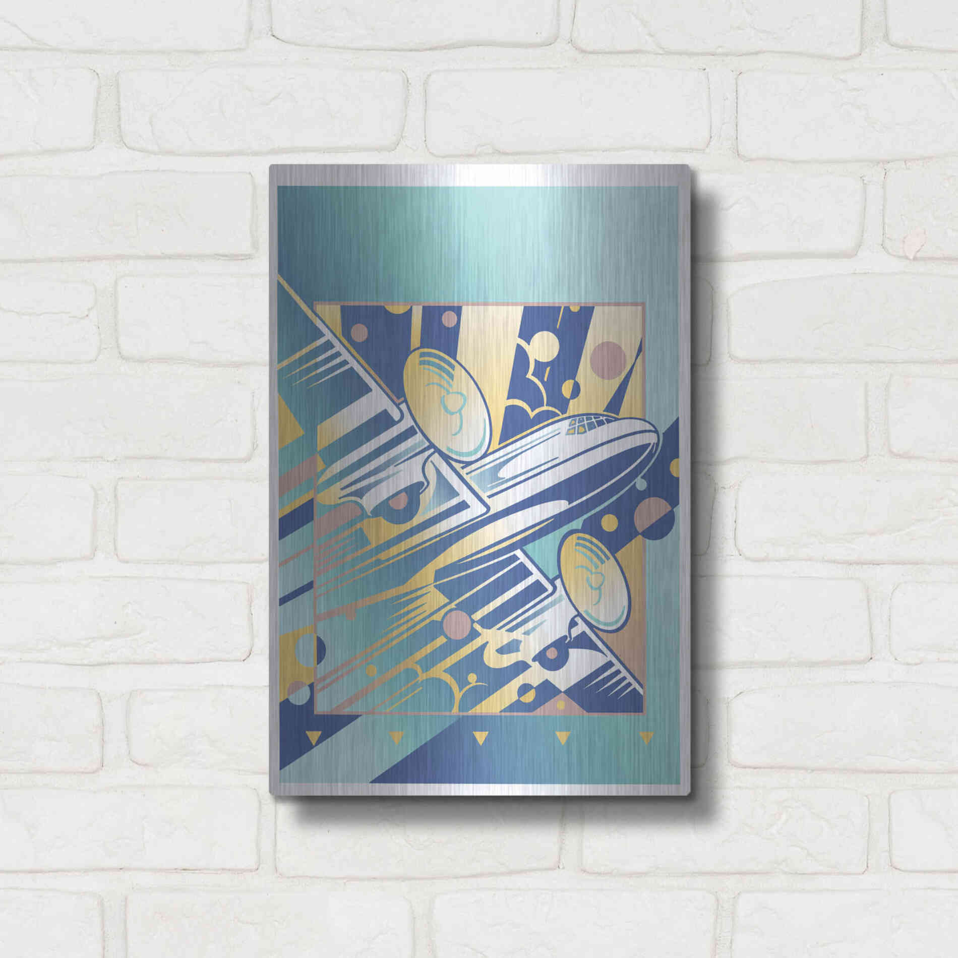 Luxe Metal Art 'Taking Off Blue' by David Chestnutt, Metal Wall Art,12x16