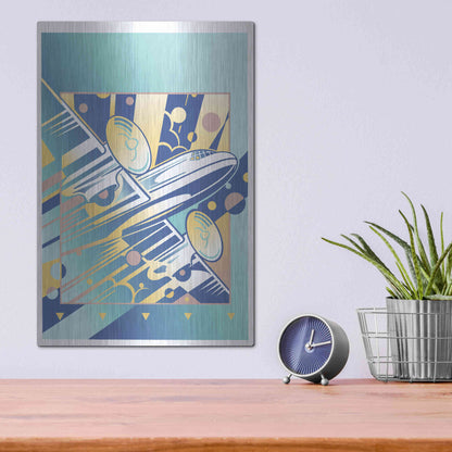 Luxe Metal Art 'Taking Off Blue' by David Chestnutt, Metal Wall Art,12x16