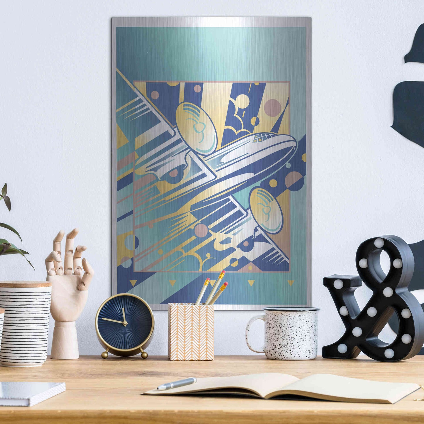 Luxe Metal Art 'Taking Off Blue' by David Chestnutt, Metal Wall Art,12x16