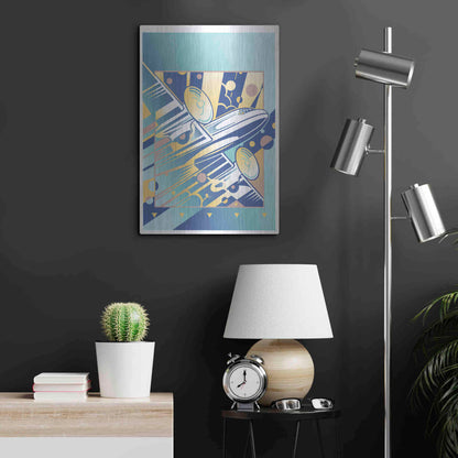 Luxe Metal Art 'Taking Off Blue' by David Chestnutt, Metal Wall Art,16x24