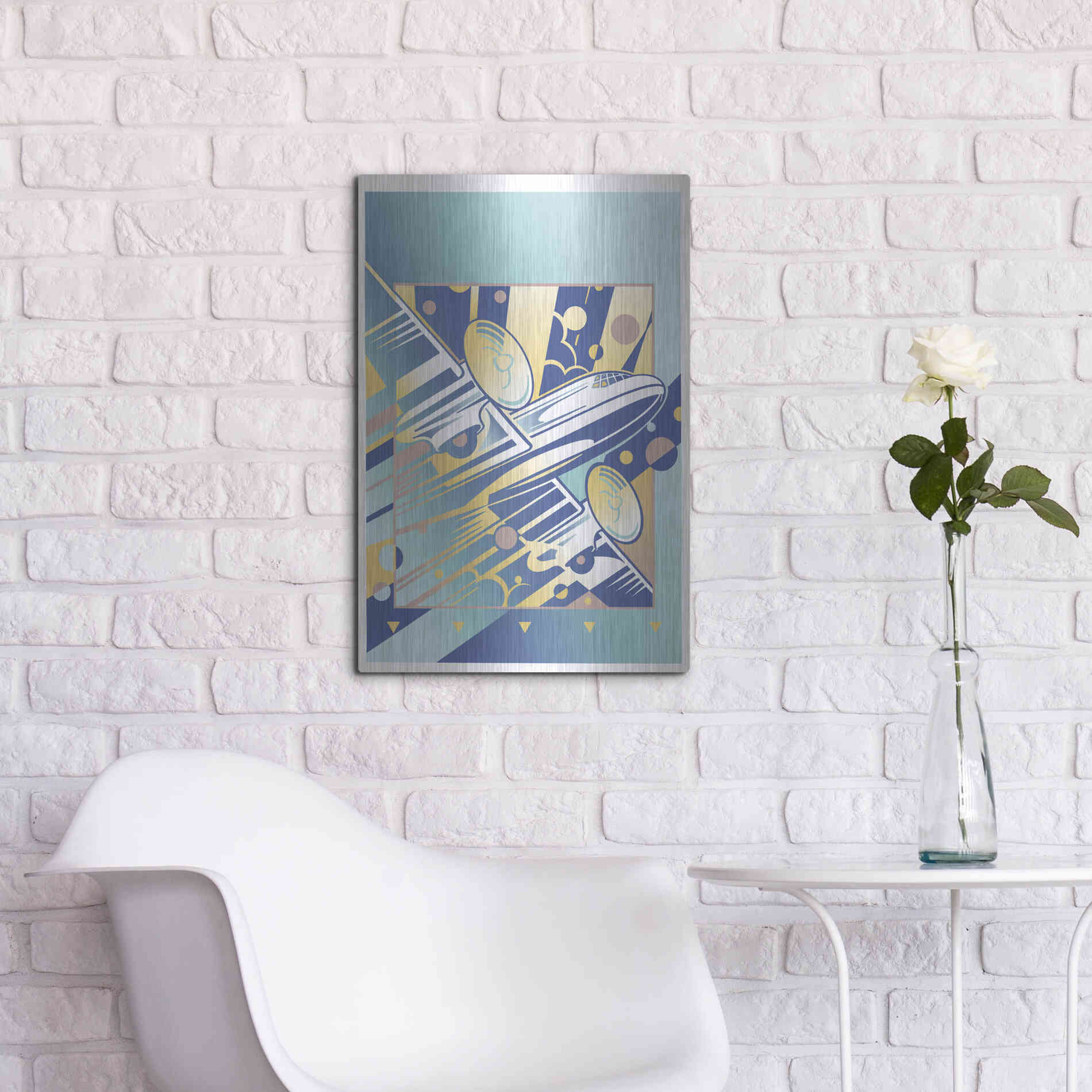 Luxe Metal Art 'Taking Off Blue' by David Chestnutt, Metal Wall Art,16x24