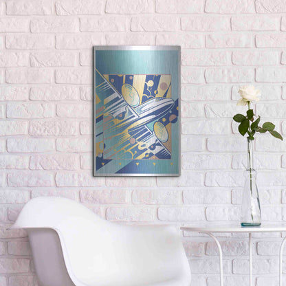 Luxe Metal Art 'Taking Off Blue' by David Chestnutt, Metal Wall Art,16x24