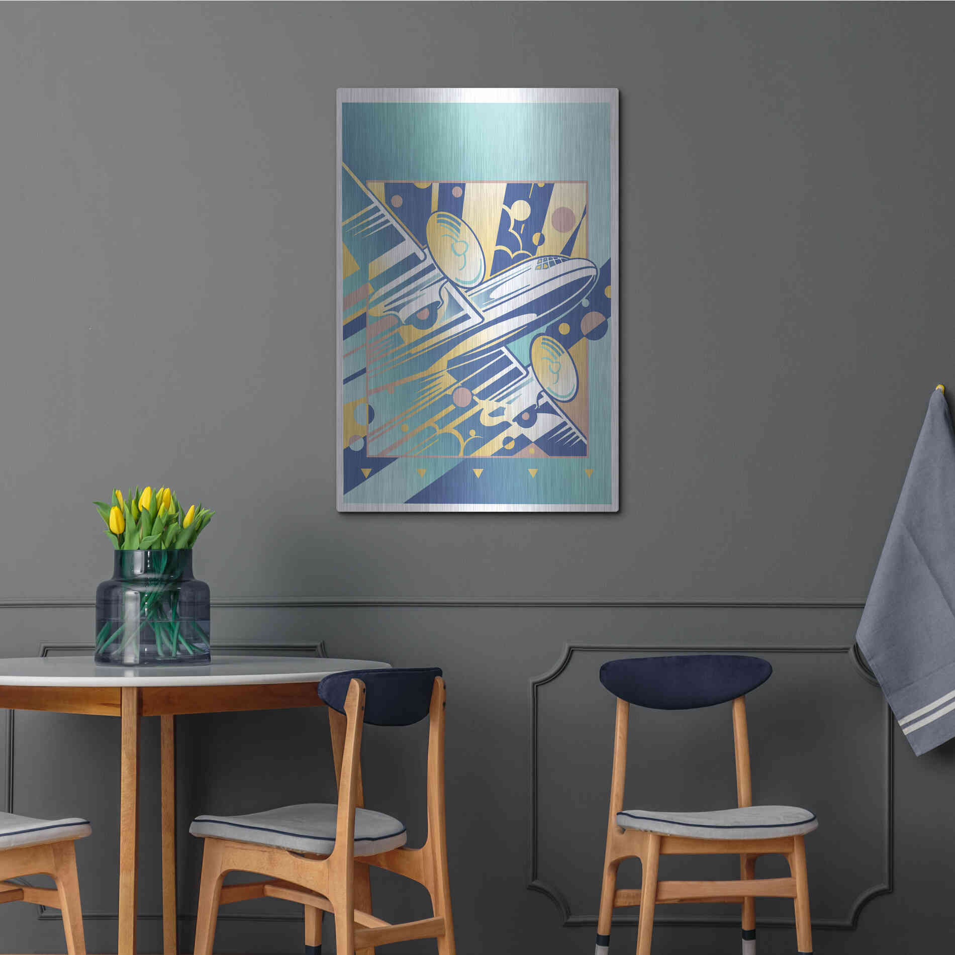 Luxe Metal Art 'Taking Off Blue' by David Chestnutt, Metal Wall Art,24x36