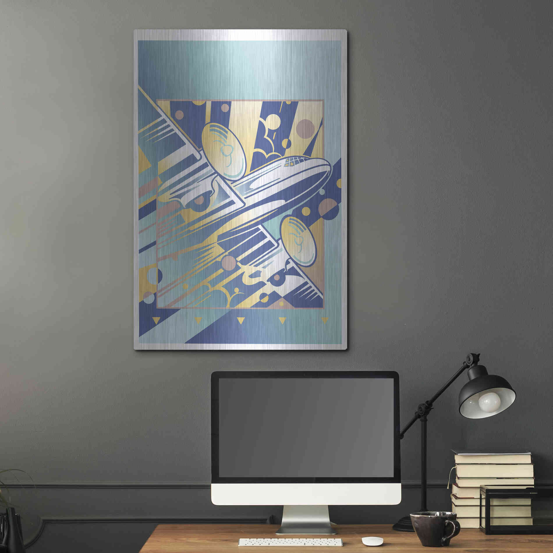 Luxe Metal Art 'Taking Off Blue' by David Chestnutt, Metal Wall Art,24x36