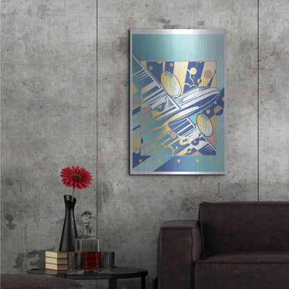 Luxe Metal Art 'Taking Off Blue' by David Chestnutt, Metal Wall Art,24x36