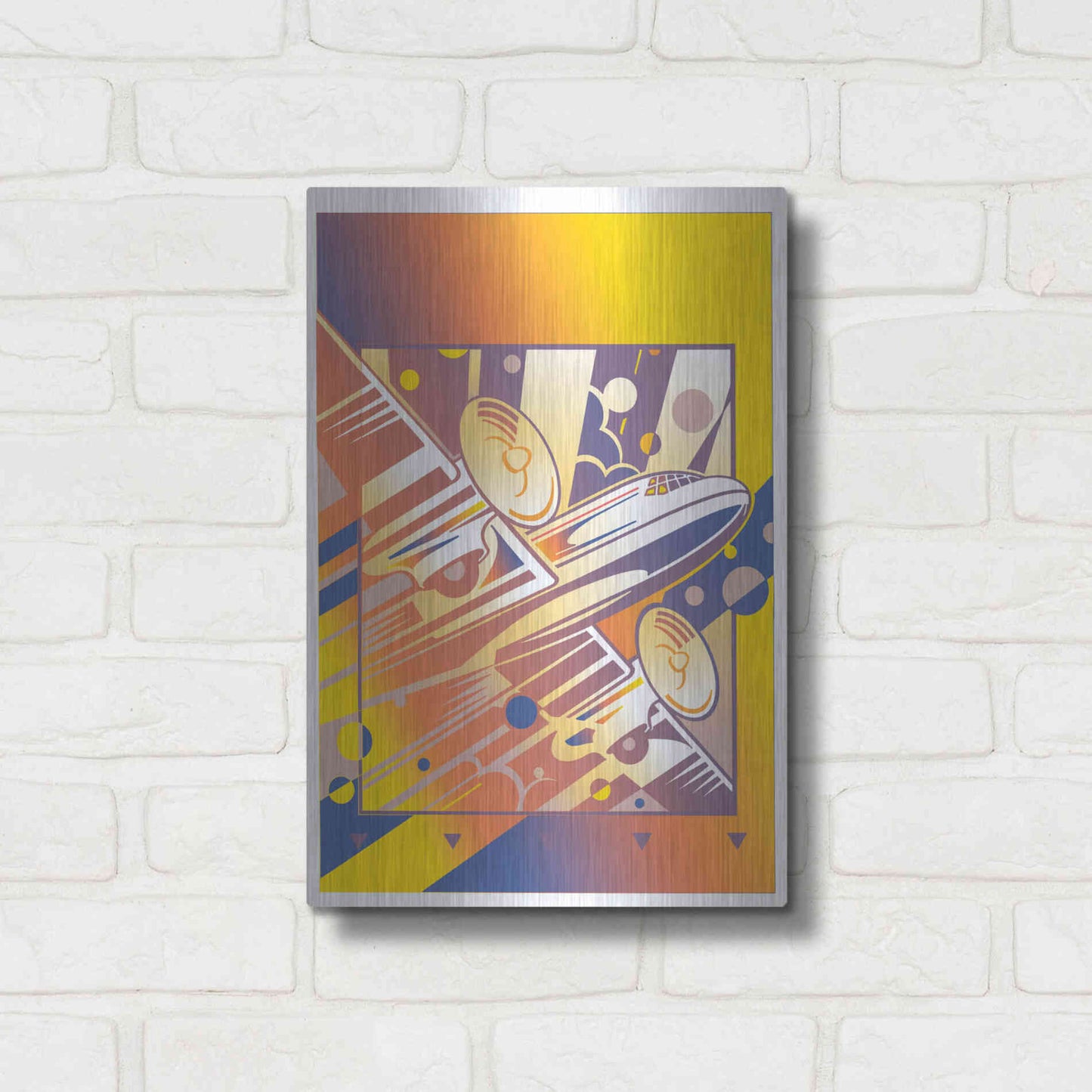 Luxe Metal Art 'Taking Off Yellow' by David Chestnutt, Metal Wall Art,12x16