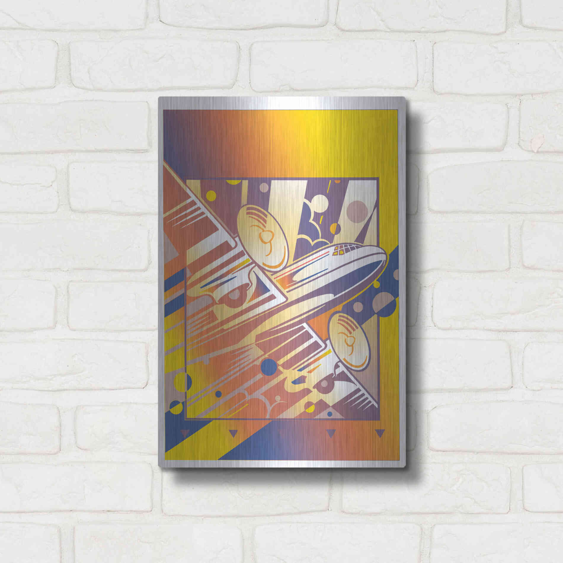 Luxe Metal Art 'Taking Off Yellow' by David Chestnutt, Metal Wall Art,12x16