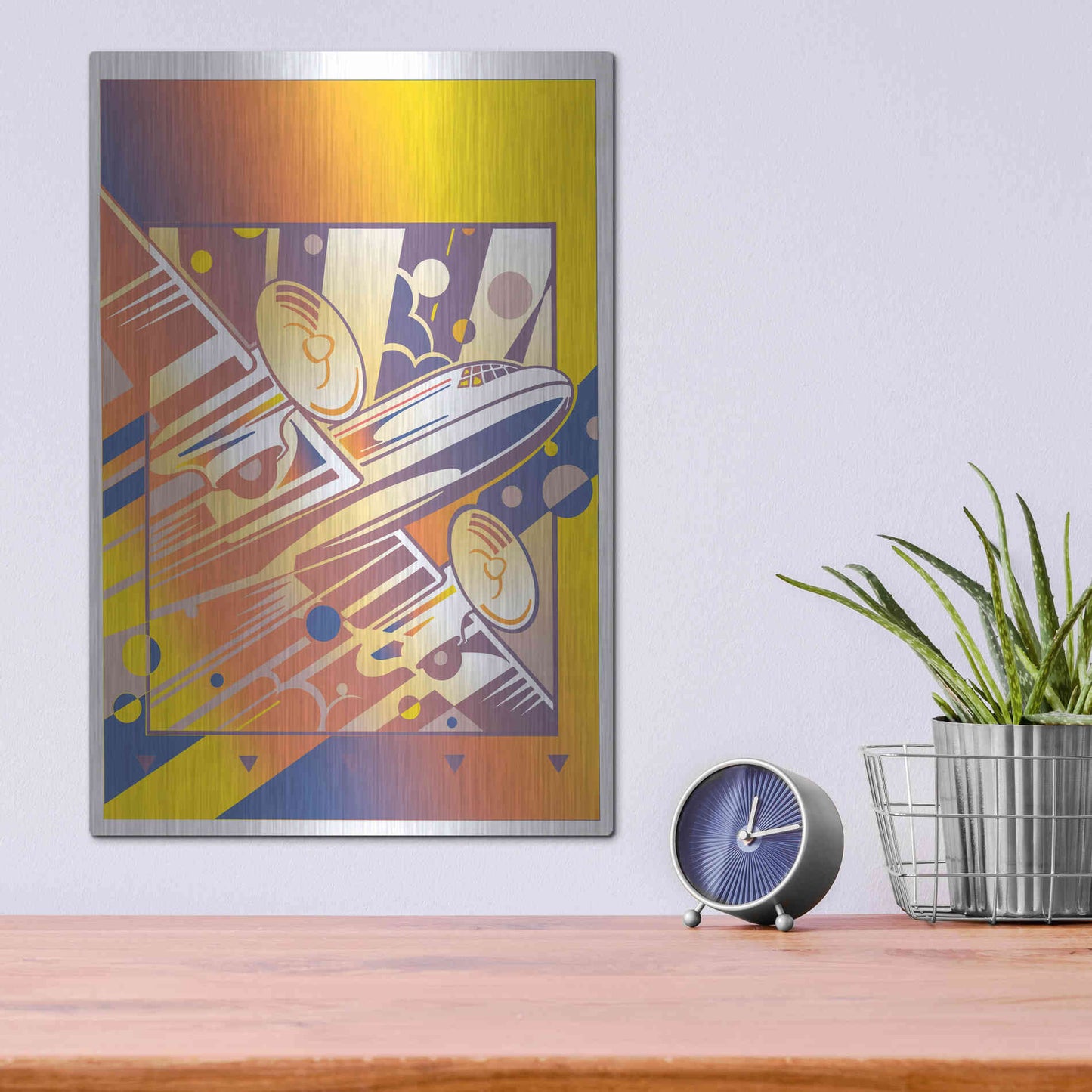 Luxe Metal Art 'Taking Off Yellow' by David Chestnutt, Metal Wall Art,12x16
