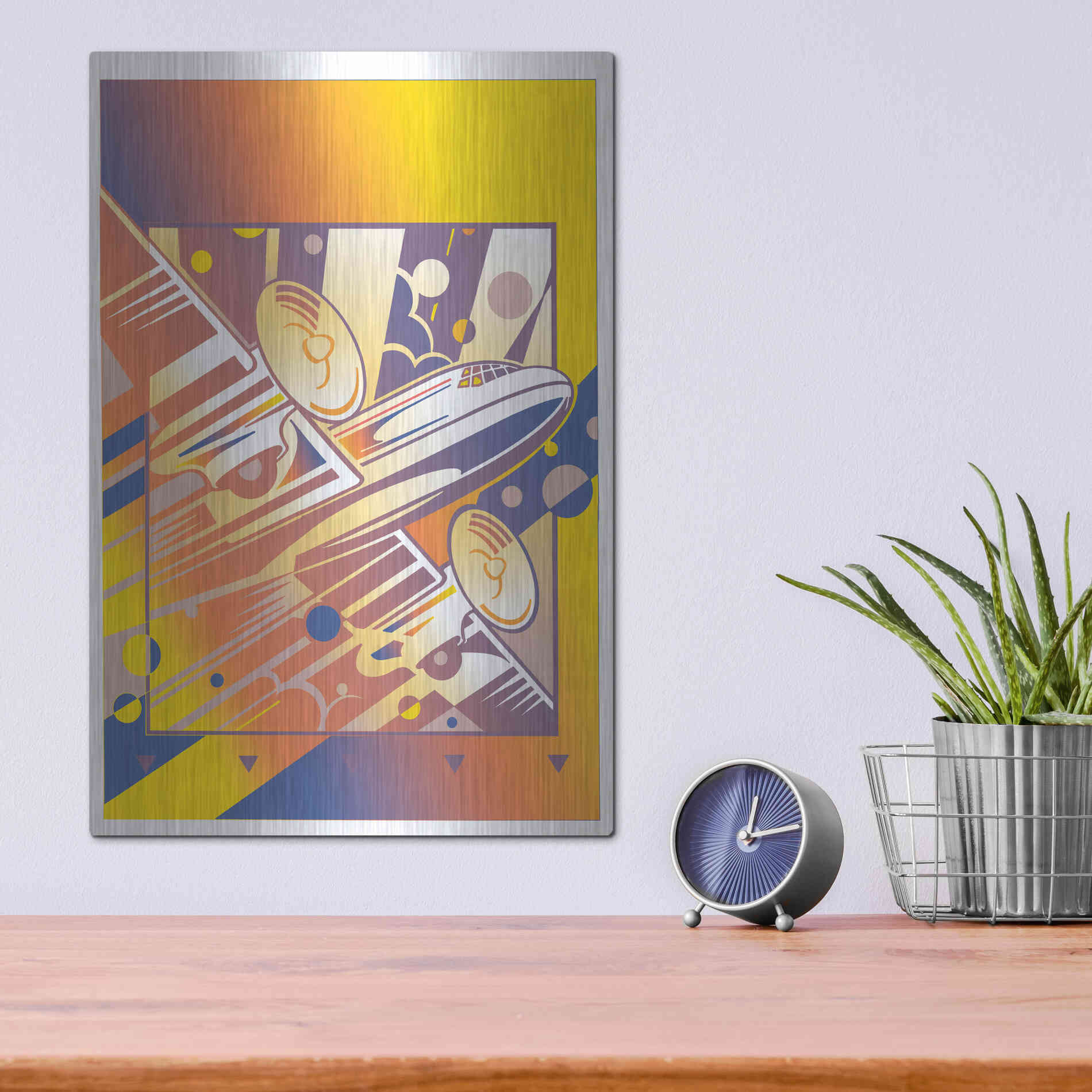 Luxe Metal Art 'Taking Off Yellow' by David Chestnutt, Metal Wall Art,12x16
