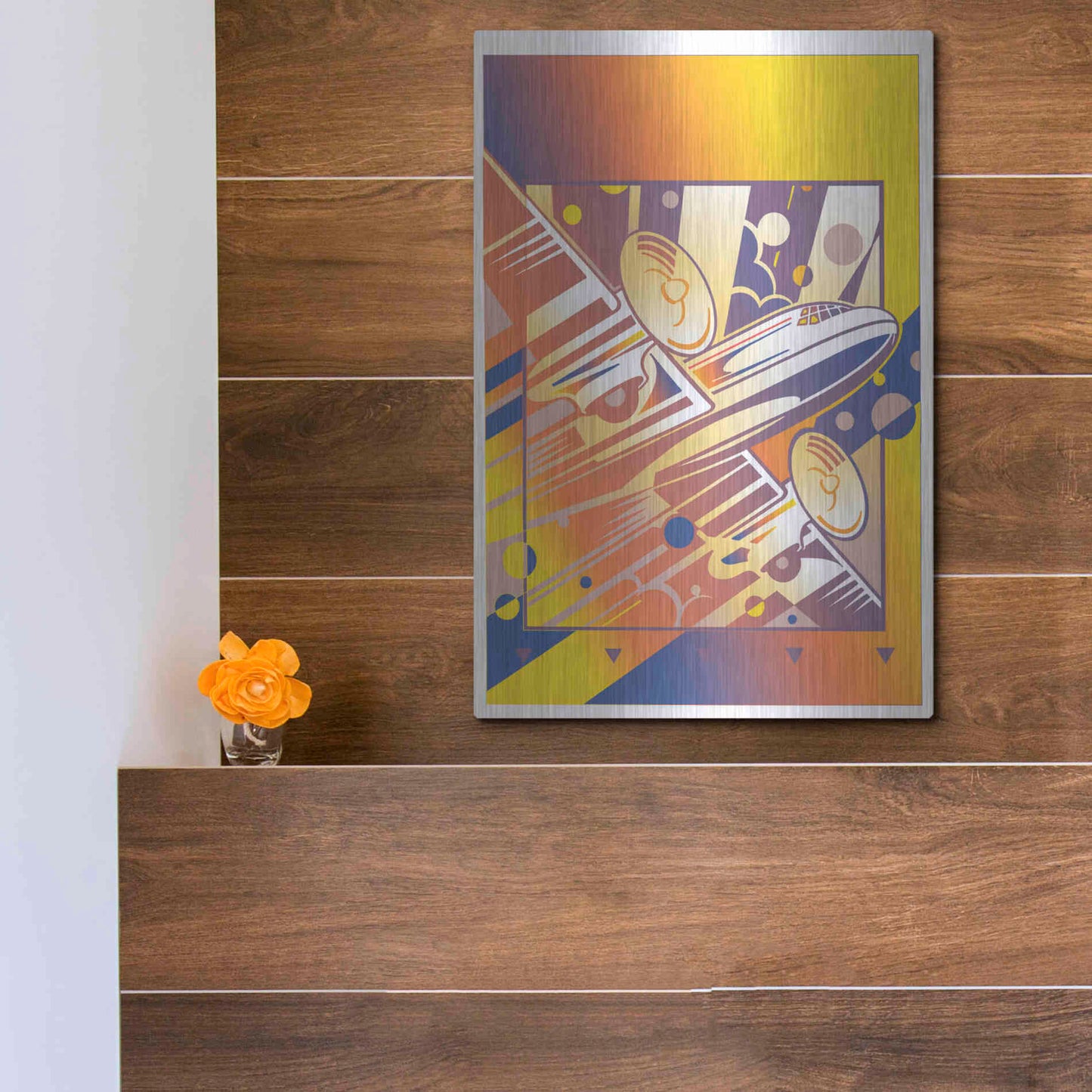 Luxe Metal Art 'Taking Off Yellow' by David Chestnutt, Metal Wall Art,12x16