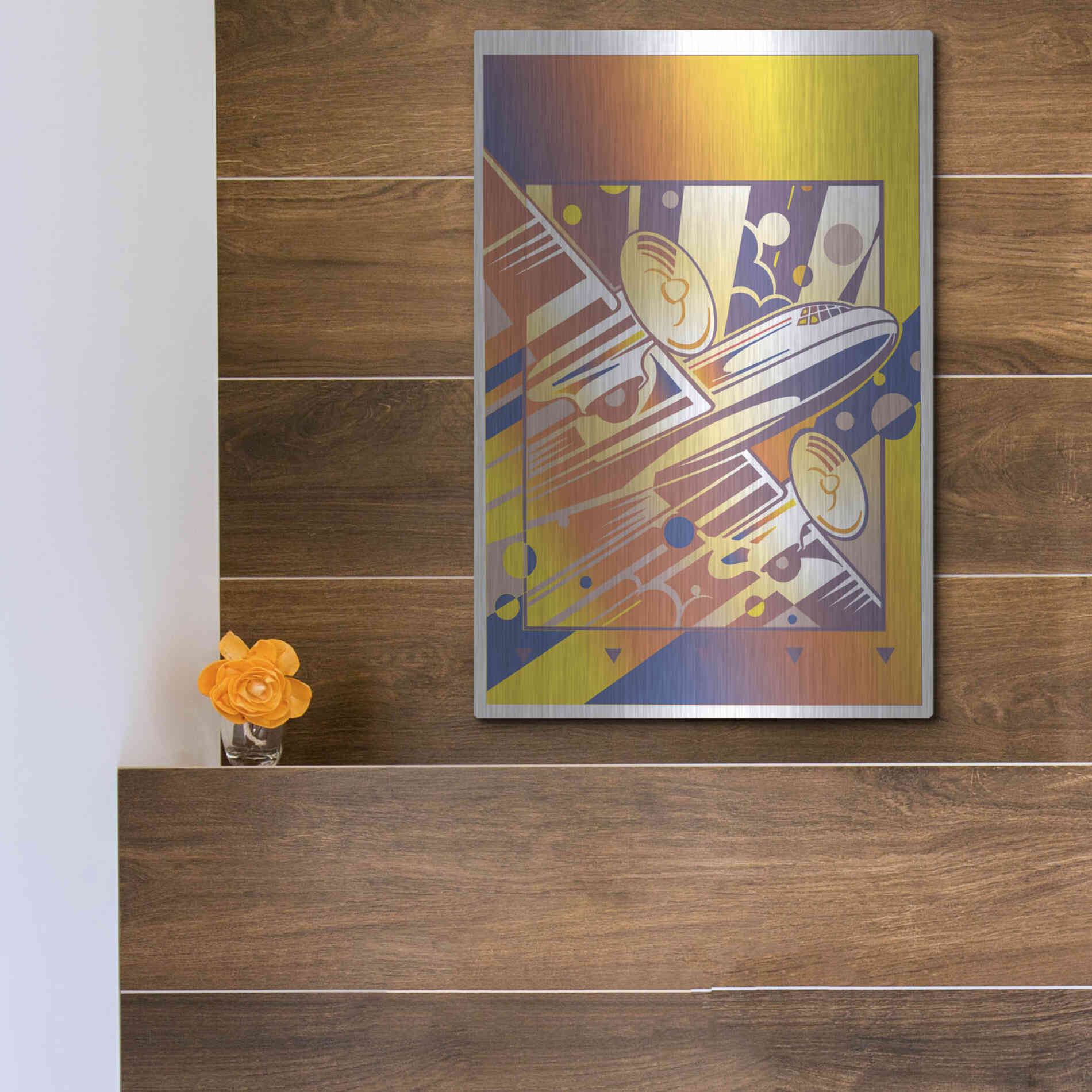 Luxe Metal Art 'Taking Off Yellow' by David Chestnutt, Metal Wall Art,12x16