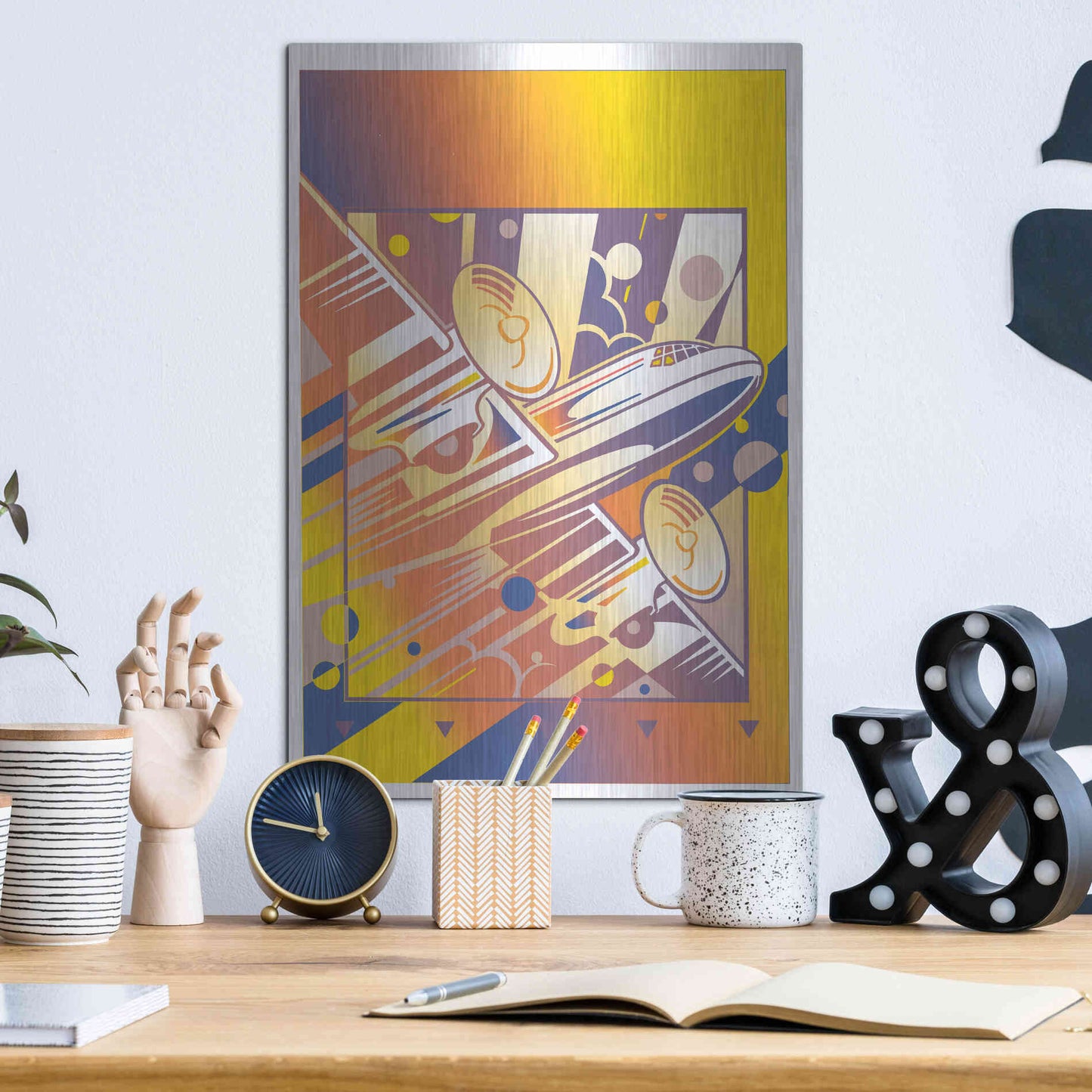 Luxe Metal Art 'Taking Off Yellow' by David Chestnutt, Metal Wall Art,12x16