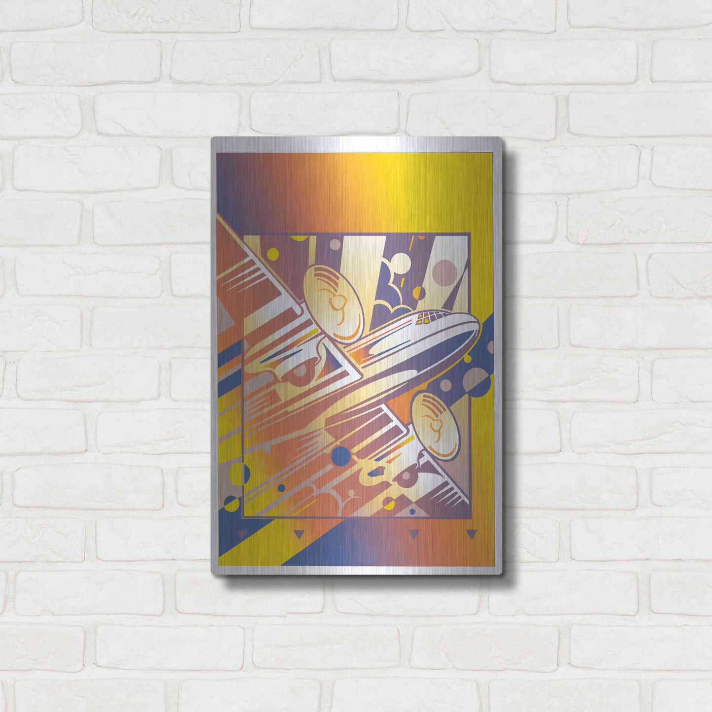 Luxe Metal Art 'Taking Off Yellow' by David Chestnutt, Metal Wall Art,16x24