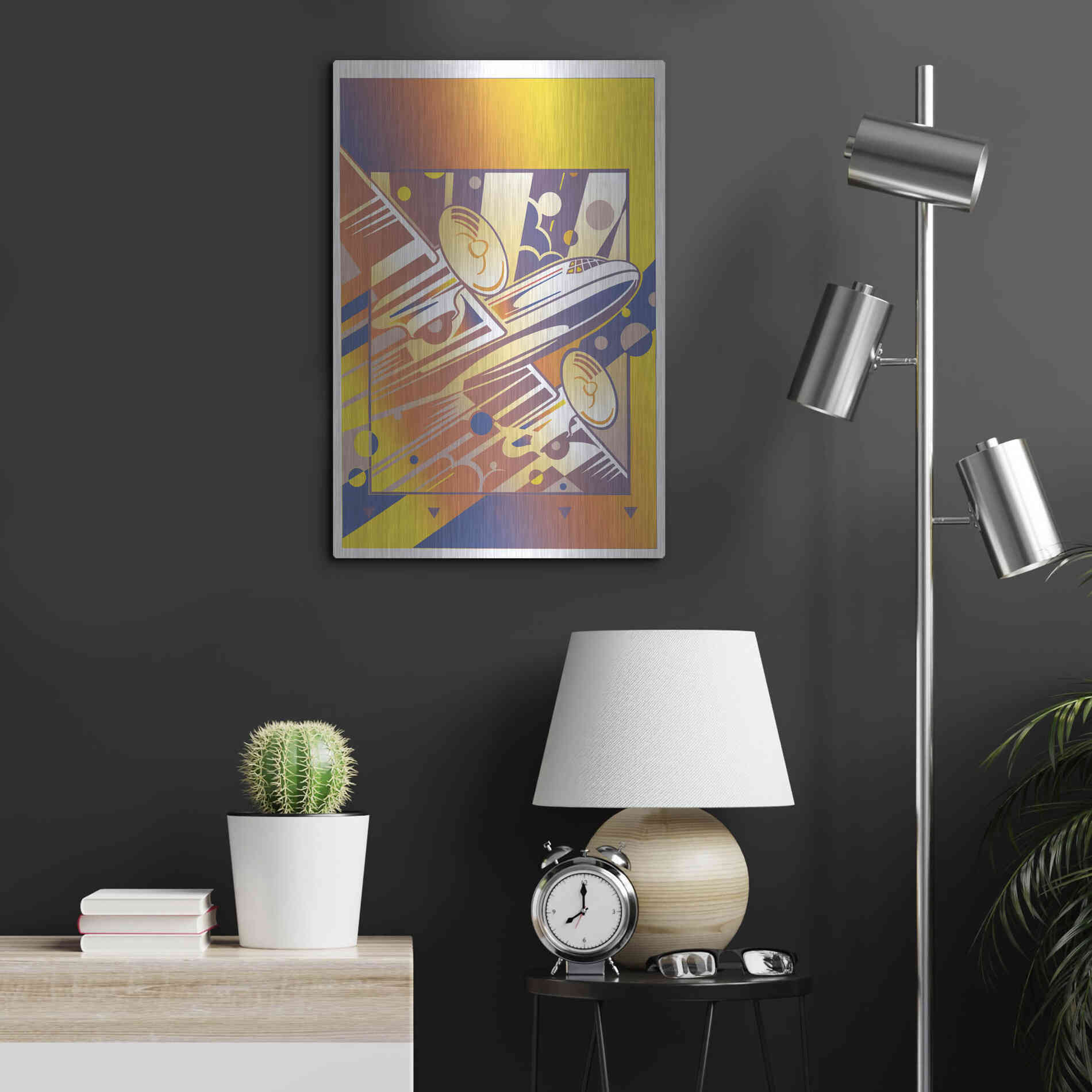 Luxe Metal Art 'Taking Off Yellow' by David Chestnutt, Metal Wall Art,16x24