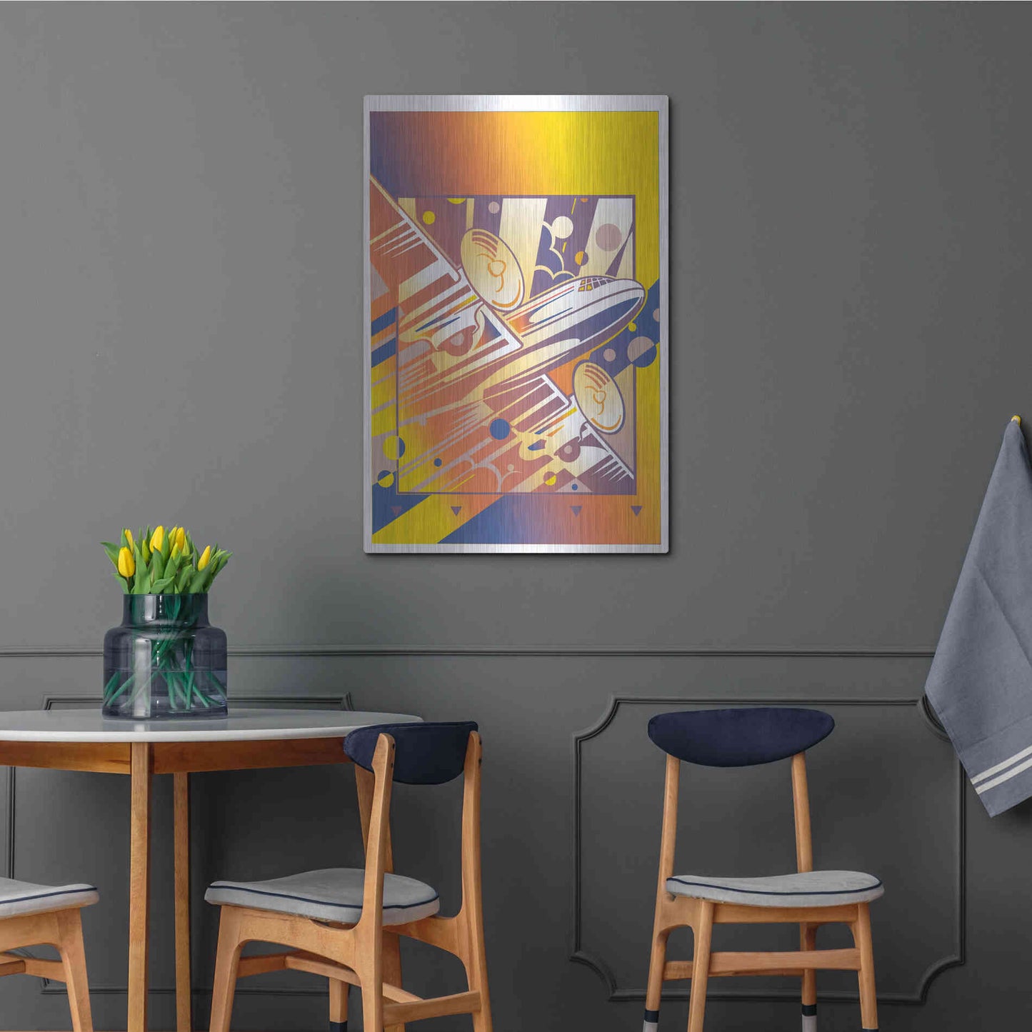 Luxe Metal Art 'Taking Off Yellow' by David Chestnutt, Metal Wall Art,24x36