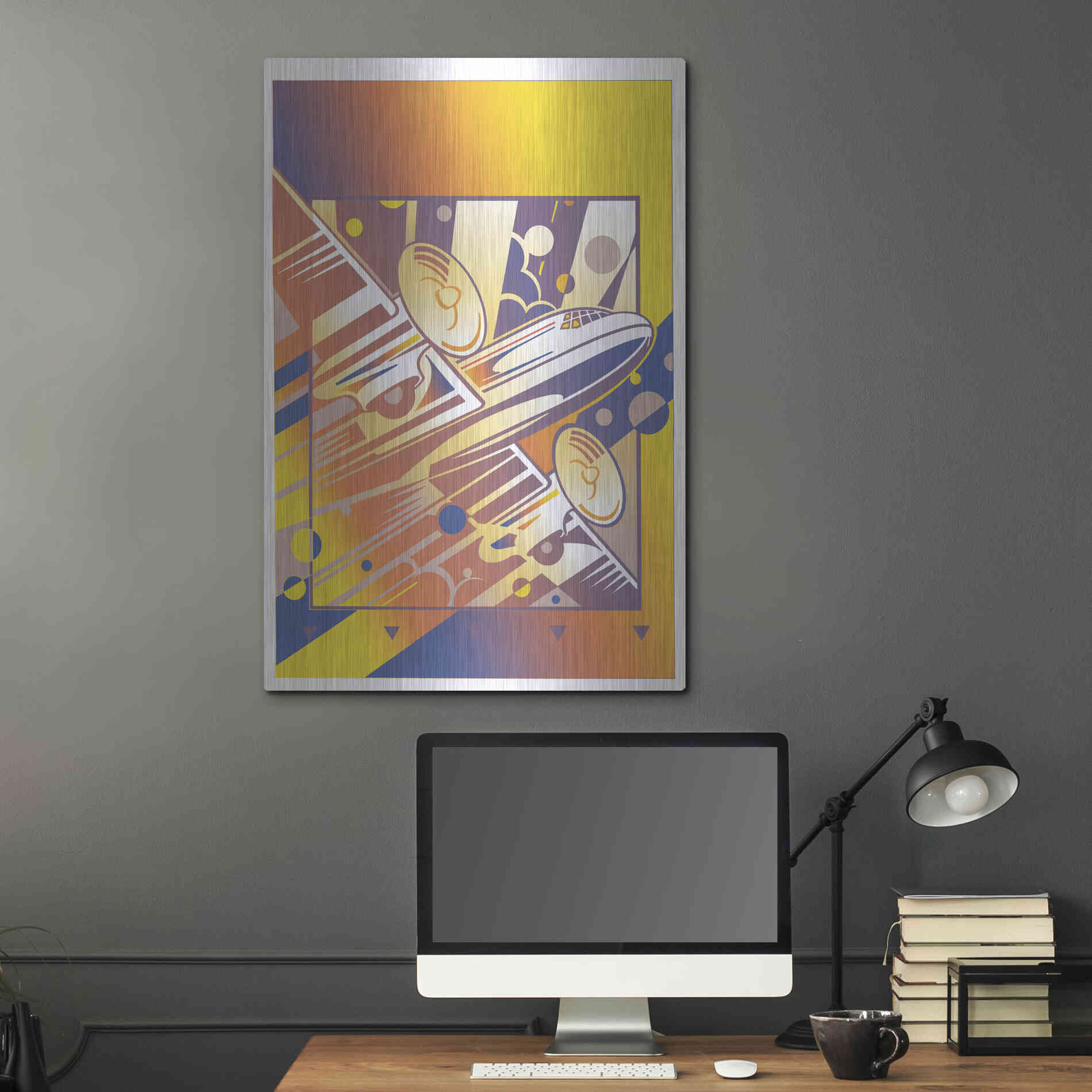 Luxe Metal Art 'Taking Off Yellow' by David Chestnutt, Metal Wall Art,24x36