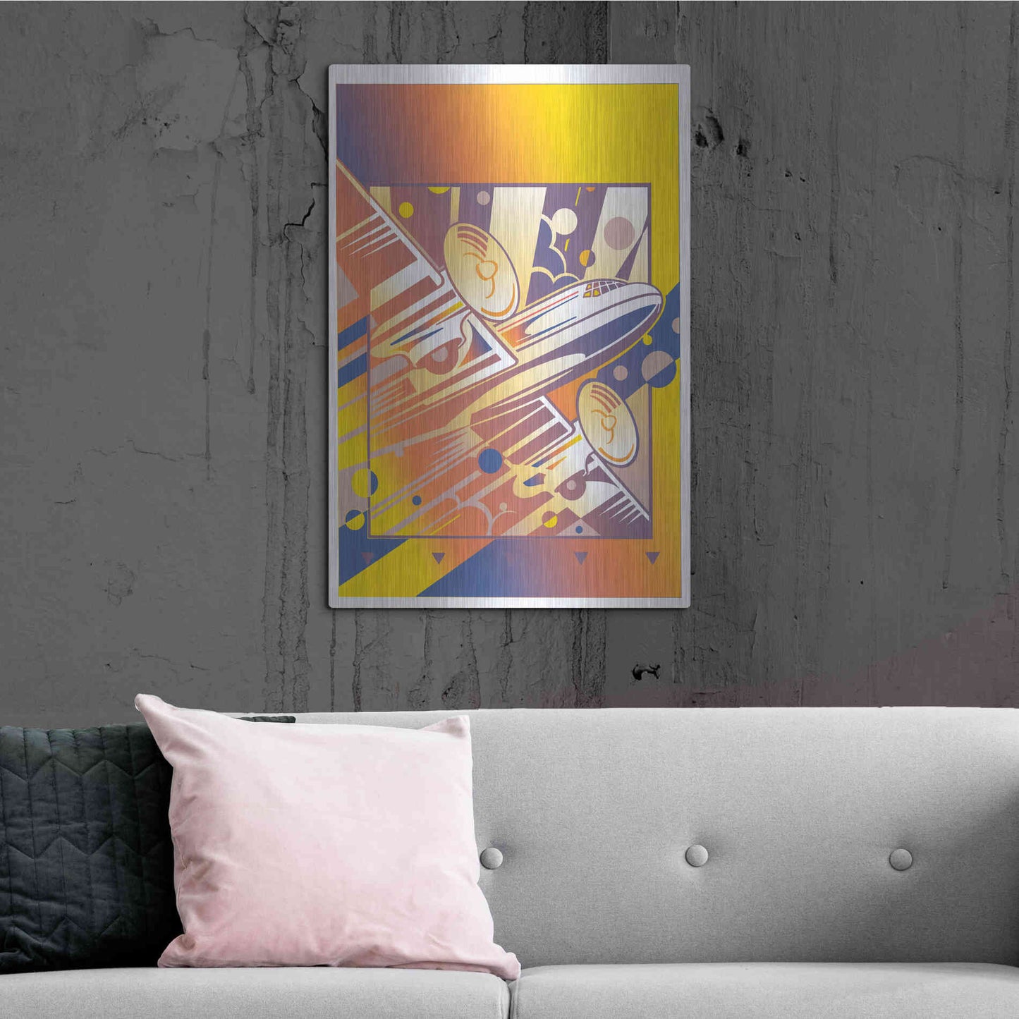 Luxe Metal Art 'Taking Off Yellow' by David Chestnutt, Metal Wall Art,24x36