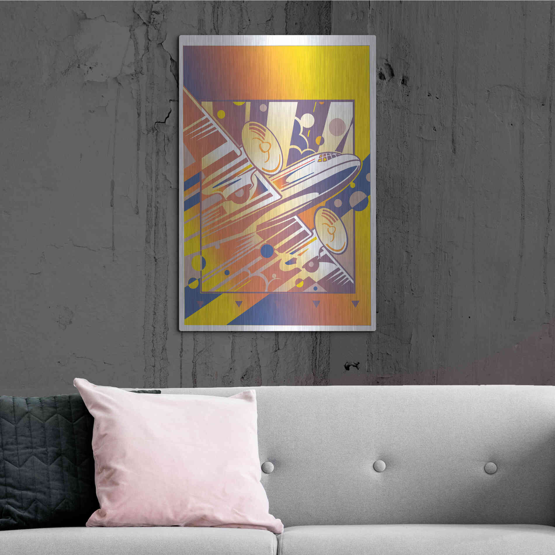 Luxe Metal Art 'Taking Off Yellow' by David Chestnutt, Metal Wall Art,24x36