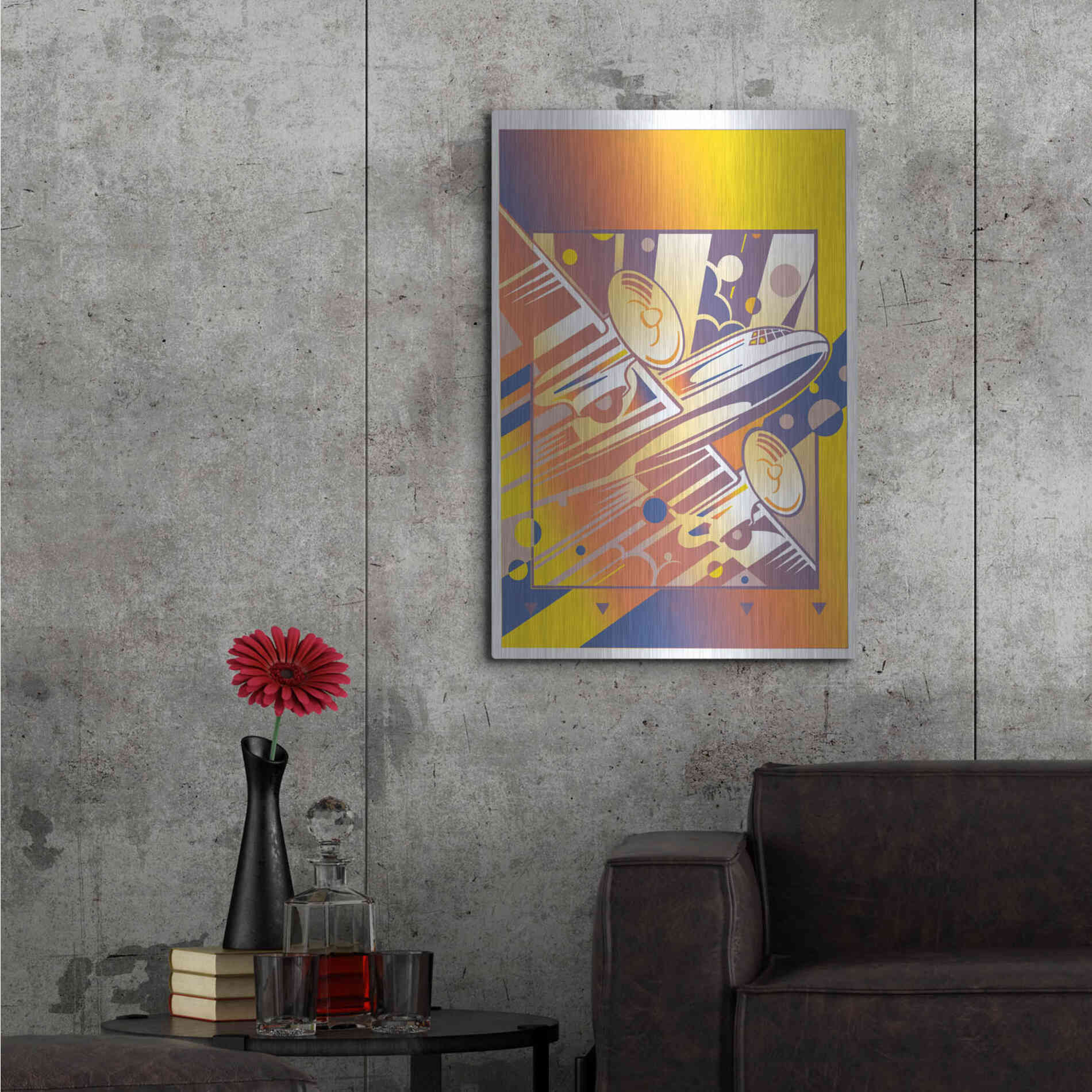 Luxe Metal Art 'Taking Off Yellow' by David Chestnutt, Metal Wall Art,24x36