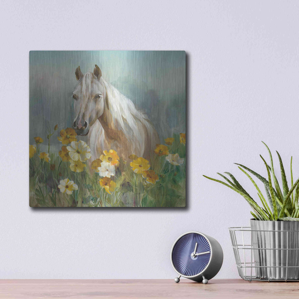 Luxe Metal Art 'Farm and Field II Crop' by Danhui Nai, Metal Wall Art,12x12