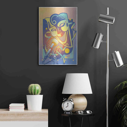 Luxe Metal Art 'The Happy Microphone' by David Chestnutt, Metal Wall Art,16x24