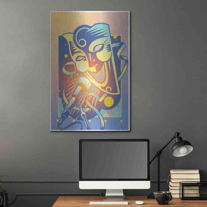 Luxe Metal Art 'The Happy Microphone' by David Chestnutt, Metal Wall Art,24x36