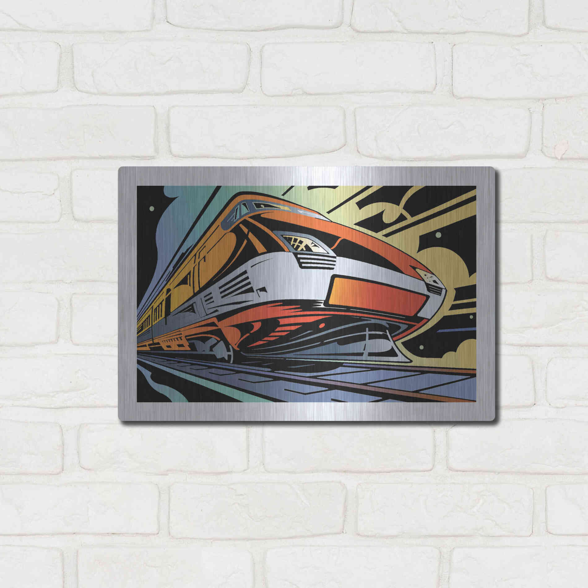 Luxe Metal Art 'Train-High Speed' by David Chestnutt, Metal Wall Art,16x12