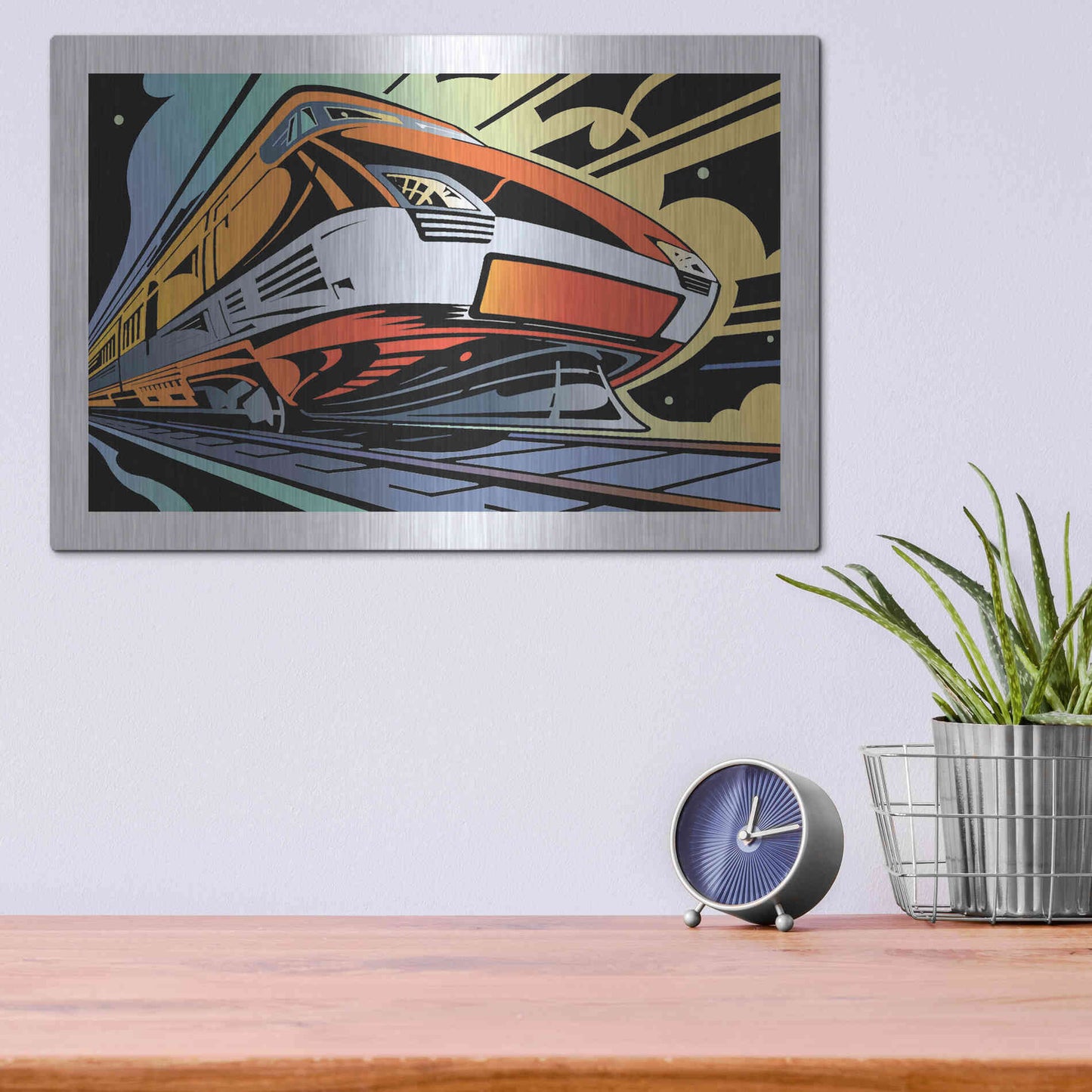 Luxe Metal Art 'Train-High Speed' by David Chestnutt, Metal Wall Art,16x12