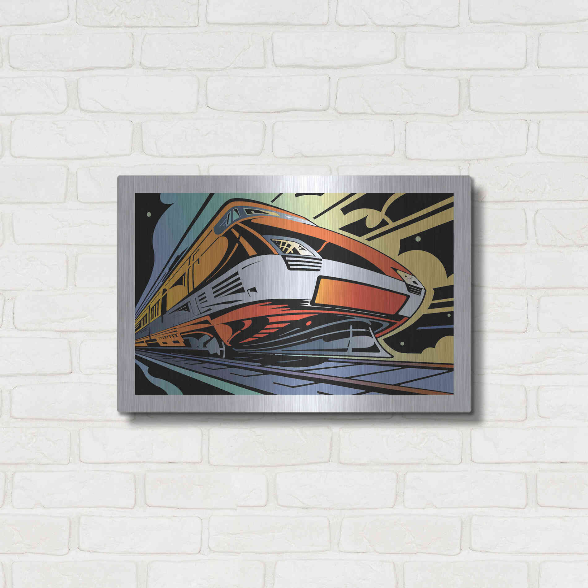 Luxe Metal Art 'Train-High Speed' by David Chestnutt, Metal Wall Art,24x16